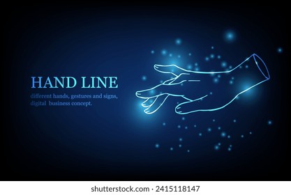 Human hand line, different hands, gestures and signs, digital business concept, futuristic digital innovation background vector illustration.