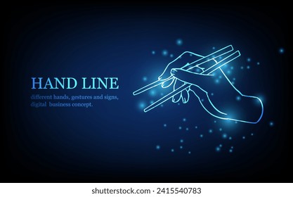 Human hand line, different hands, gestures and signs, digital business concept, futuristic digital innovation background vector illustration.