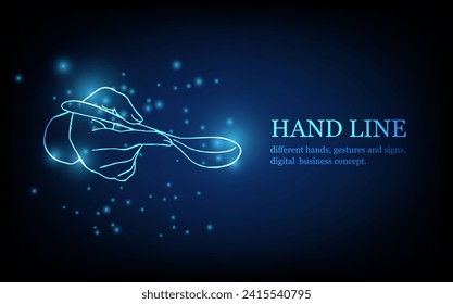 Human hand line, different hands, gestures and signs, digital business concept, futuristic digital innovation background vector illustration.