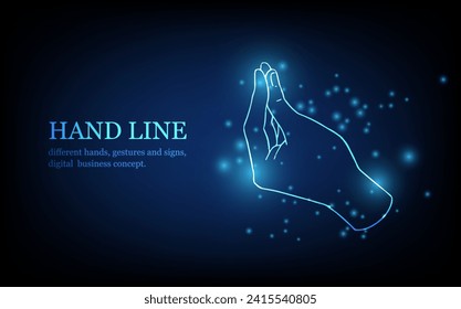 Human hand line, different hands, gestures and signs, digital business concept, futuristic digital innovation background vector illustration.