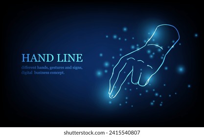 Human hand line, different hands, gestures and signs, digital business concept, futuristic digital innovation background vector illustration.