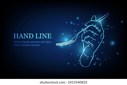 Human hand line, different hands, gestures and signs, digital business concept, futuristic digital innovation background vector illustration.