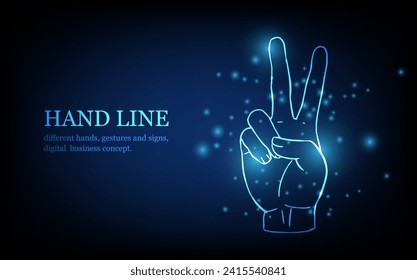 Human hand line, different hands, gestures and signs, digital business concept, futuristic digital innovation background vector illustration.