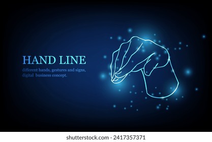 Human hand line, different hands, gestures and signs, digital business concept, futuristic digital innovation background vector illustration.