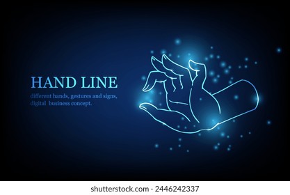 Human hand line, different hands, gestures and signs, digital business concept, futuristic digital innovation background vector illustration.