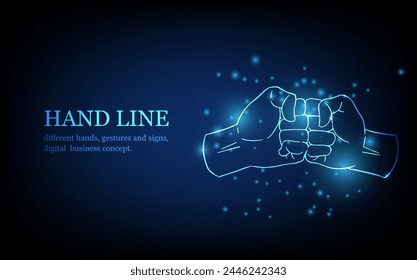 Human hand line, different hands, gestures and signs, digital business concept, futuristic digital innovation background vector illustration.
