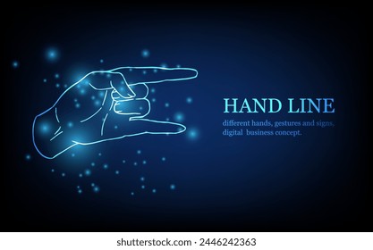 Human hand line, different hands, gestures and signs, digital business concept, futuristic digital innovation background vector illustration.
