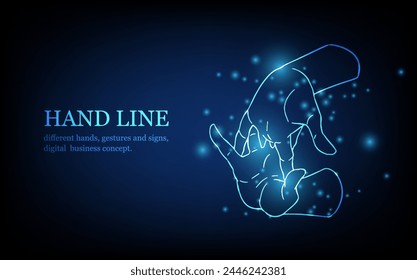 Human hand line, different hands, gestures and signs, digital business concept, futuristic digital innovation background vector illustration.
