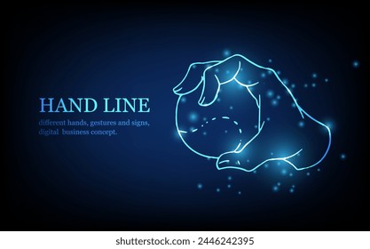 Human hand line, different hands, gestures and signs, digital business concept, futuristic digital innovation background vector illustration.