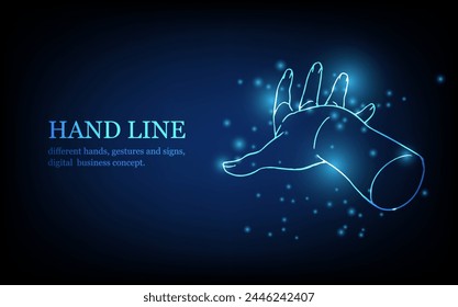 Human hand line, different hands, gestures and signs, digital business concept, futuristic digital innovation background vector illustration.
