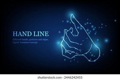 Human hand line, different hands, gestures and signs, digital business concept, futuristic digital innovation background vector illustration.