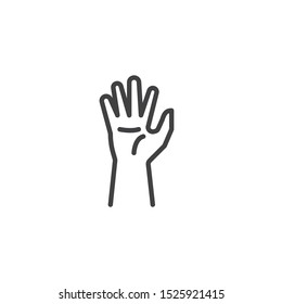 Human hand line icon. linear style sign for mobile concept and web design. Hand up outline vector icon. Symbol, logo illustration. Vector graphics