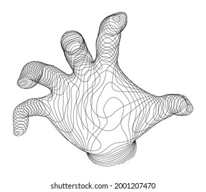 Human Hand In Lines or Slices Reaching to Viewer With Grasping Movement