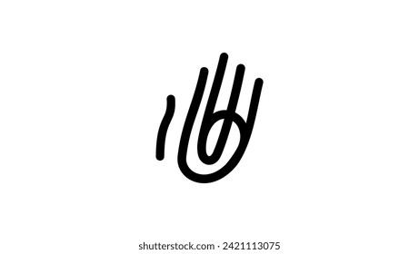 human hand logo, palm from lines, black isolated silhouette