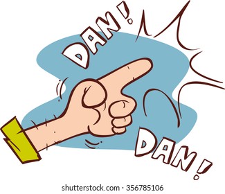 Human hand making a gun gesture. Conceptual stylish illustration