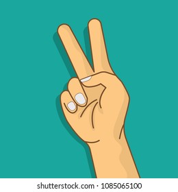 human hand  making victory symbol sign. vector illustration