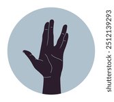 Human hand making Vulcan salute gesture. Live long and prosper hand sign. Vector illustration