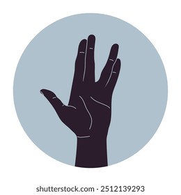 Human hand making Vulcan salute gesture. Live long and prosper hand sign. Vector illustration