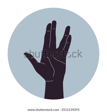 Human hand making Vulcan salute gesture. Live long and prosper hand sign. Vector illustration