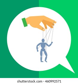 Human hand with marionette puppet