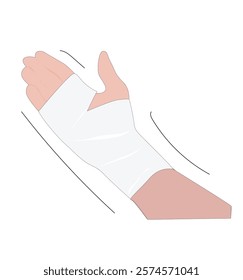 Human hand with medical bandage, 