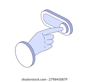 Human hand moving button to off position. Symbol of rejecting electronic devices. Digital detox, tech break, or mindfulness blog