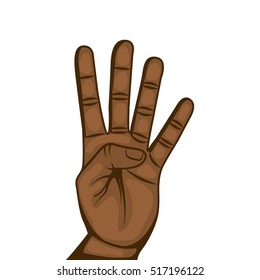 human hand with number gesture  expression over white background. colorful design. vector illustration