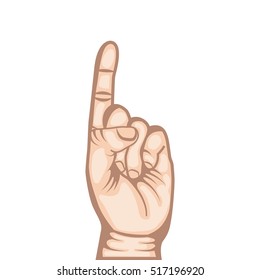 human hand with number gesture  expression over white background. colorful design. vector illustration