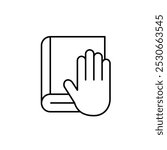 Human hand on the bible icon. Oath concept isolated on white background. Vector illustration.