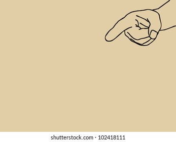 mano humana sobre fondo marrón, ilustración vectorial
