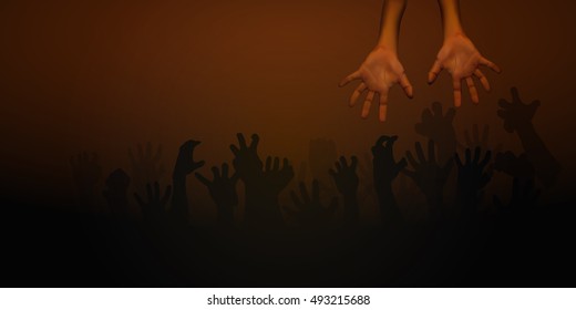 Human hand on dark brown background,halloween concept