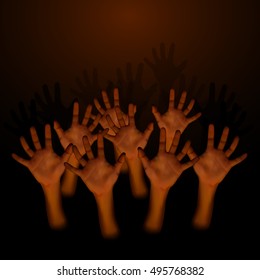 Human hand on dark brown background,halloween concept