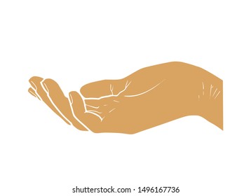 human hand outstretched palm. isolated vector color image of body part