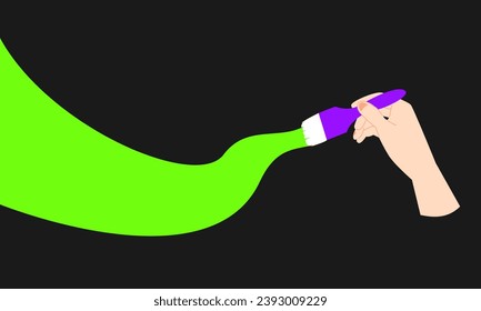 Pintura de mano humana con un cepillo. fondo aislado de color claro. ilustración vectorial plana.