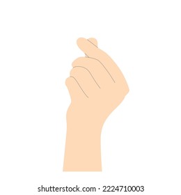 Palmera de mano humana con pulgar plegado y dedo índice, beige con líneas para enfatizar la forma minimalista, vector aislado en fondo blanco