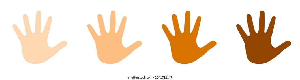 Human hand palm icon of different races. Vector illustration