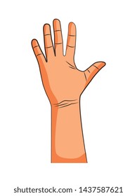 Human hand up with palm open drawing frontview vector editable image
