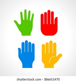 Human hand palm silhouette, vector illustration isolated on white background