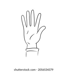 Human hand palm. Vector sketch doodle drawn by hand.