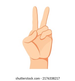 Human hand peace gesture. Arm and wrists, amount signs, open palm, pointing with finger, greeting, fist. Vector illustration for communication, signals