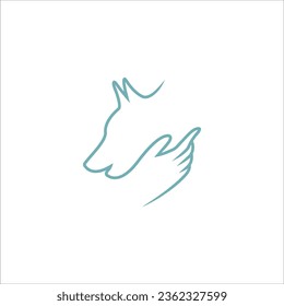 Human Hand Petting Dog Logo