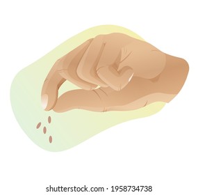 Human Hand - Pinch of Mineral salt  - Illustration as EPS 10 File