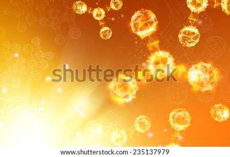 Human hand pionting in to the atoms molecules.