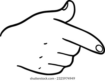 manual apuntando a la mano humana parte del cuerpo doodle libro de coloreado de caricatura lineal