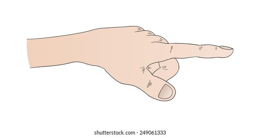 human hand with pointing finger, cartoon, isolated