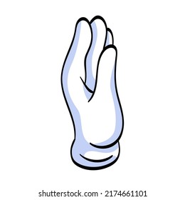 Human hand pointing with finger, waving, showing, thumbing up vector illustration. Cartoon hand in white gloves flat icon