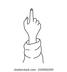 Human hand pointing up, gesture, opinion, attention, illustration, isolated on white background.
