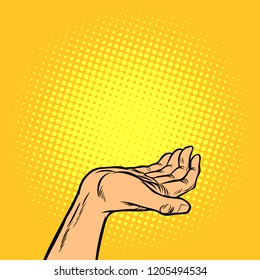 human hand presentation gesture. Pop art retro vector illustration vintage kitsch