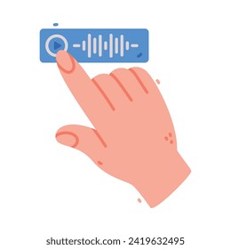 Mano Humana Presione Azul Audio Play Button Vector Illustración