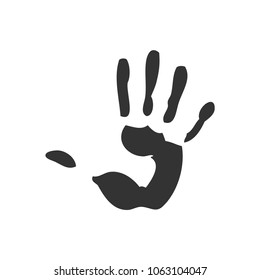 Human hand print icon.Black silhouette of hand. Human finger sign isolated on white background.Simple fingerprint  illustration for web and mobile platforms.